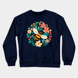 Beautiful Bee in Flowers Crewneck Sweatshirt